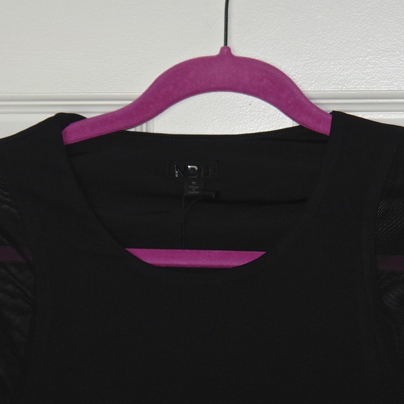 NWT NBD Sloane Black Ruched Mesh Sleeve Long Sleeve Mini Dress Size Medium - Picture 3 of 8